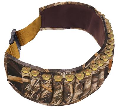 Shotgun Shell Belt Holds 25 Shotshells Adjustable To 58 Inches Neoprene Brown Realtree Max-4