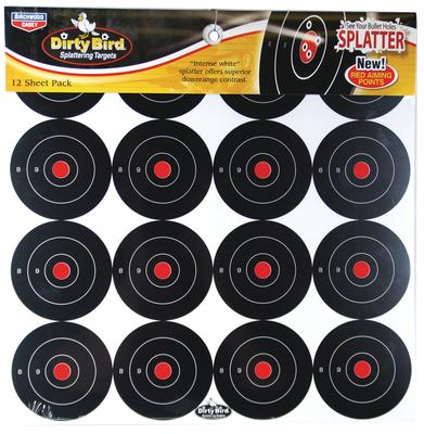 Dirty Bird Splattering Targets 3 Inch Round 16 Per Sheet 12 Sheets Per Package 192 Targets Total