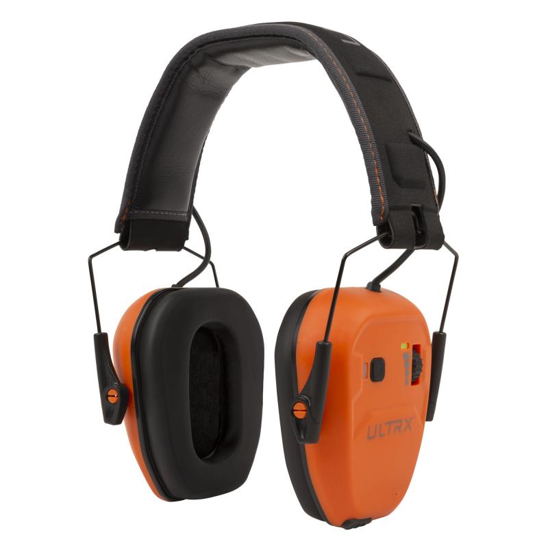 ULTRX Bionic Bluetooth E-Muff, Electronic Earmuff, NRR 22dB, Bluetooth 5.3, Rechargeable, Rubberized Protective Coating, Brave Orange 4148