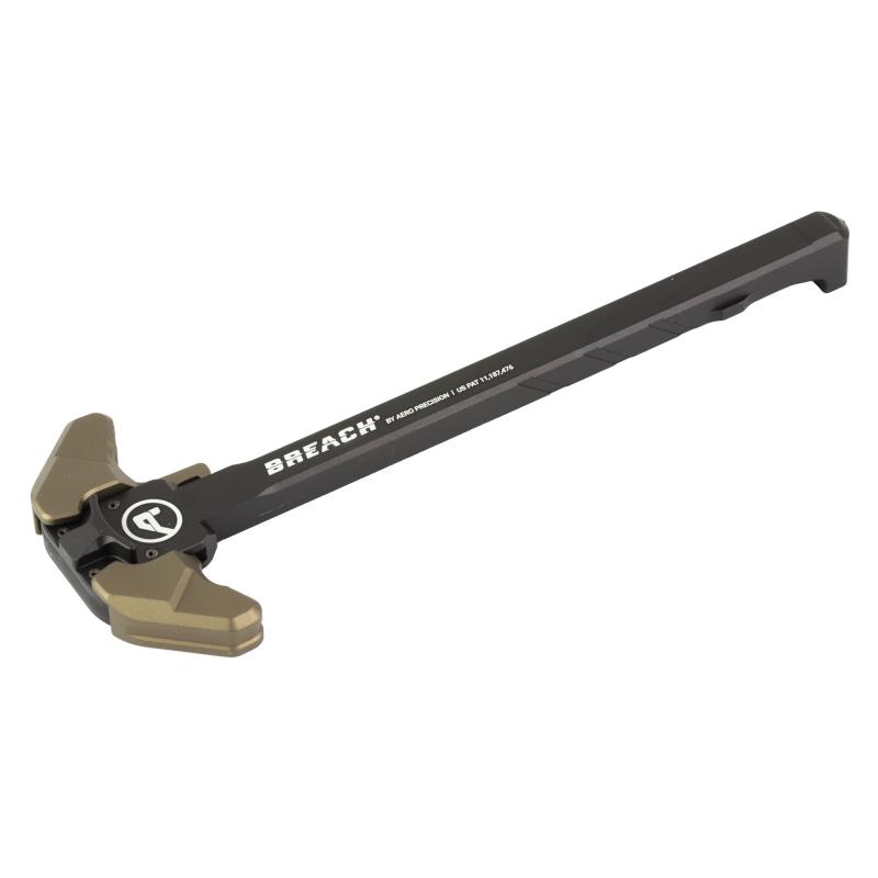 BREACH, AR-15 Charging Handle, Ambidextrous, Small Lever, Gas Deflection Shelf, Anodized Finish, Kodiak Brown APRA700140C