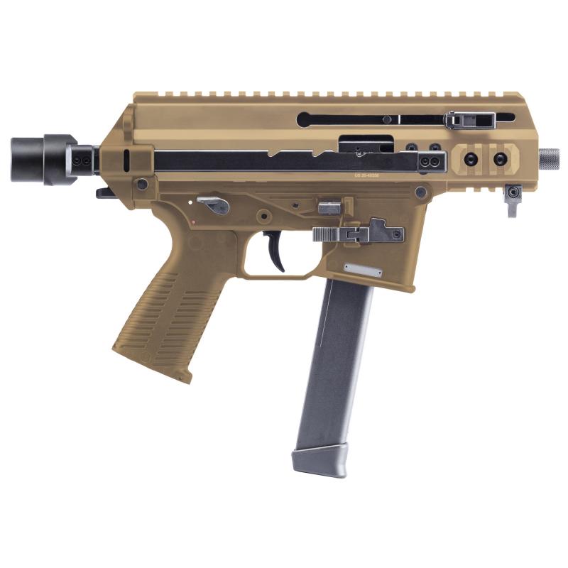 APC9K PRO, Semi-automatic, Pistol, 9MM, 4.3" Threaded Barrel, Tan, 30 Rounds, 1 Magazine, Optic Not Included, Telescopic Brace Adapter, Glock Magazine Compatible BT-361765-02-G-CT