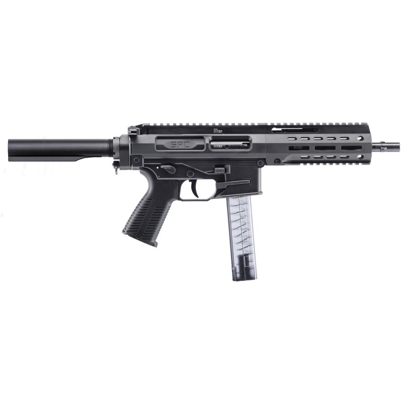 SPC9, Semi-automatic Pistol, 9MM, 9" Barrel, Polymer Receiver, Anodized Finish, Black, Ambidextrous Controls/Safety, Front/Rear Flip Sights, 30 Rounds, 1 Magazine BT-500003-AB