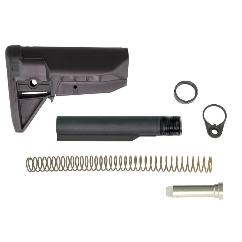 Model 0 Stock Kit, SOPMOD (Widebody), Receiver Extension, Quick Detach End Plate, Lock Nut Action Spring, Carbine Buffer, Black Finish BCM-GFSK-MOD0-SPMD-BLK