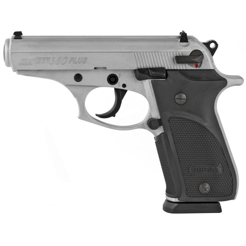 Thunder Plus, DA/SA, Full Size, 380ACP, 3.5" Barrel, Alloy Frame, Nickel Finish, Polymer Grips, Fixed Sights, 15Rd, 1 Magazine THUN380PNKL15
