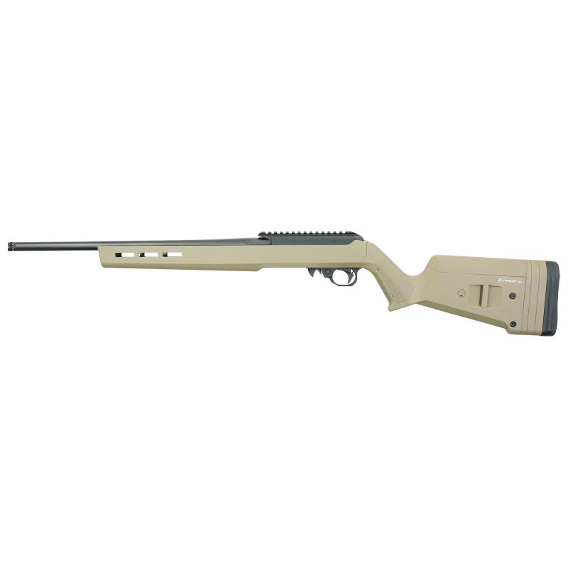 Hunter, Semi-automatic Rifle, 22 LR, 18" Threaded Barrel, 1/2X28" Thread Pitch, Matte Finish, Black, Magpul Hunter FDE Stock, 10 Rounds, 1 Magazine BRO-22-H-FDE