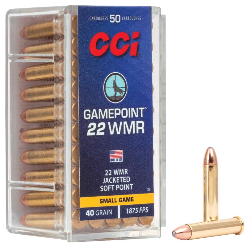 Game Point .22 Winchester Magnum Rimfire 40 Grain Jacketed Soft Point, Box of 50 Rounds