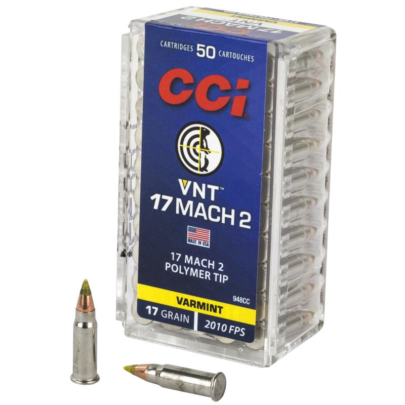 Mach 2, 17 Hornady Mach 2, 17 Grain, Varmint Tip, 50 Round Box 948CC