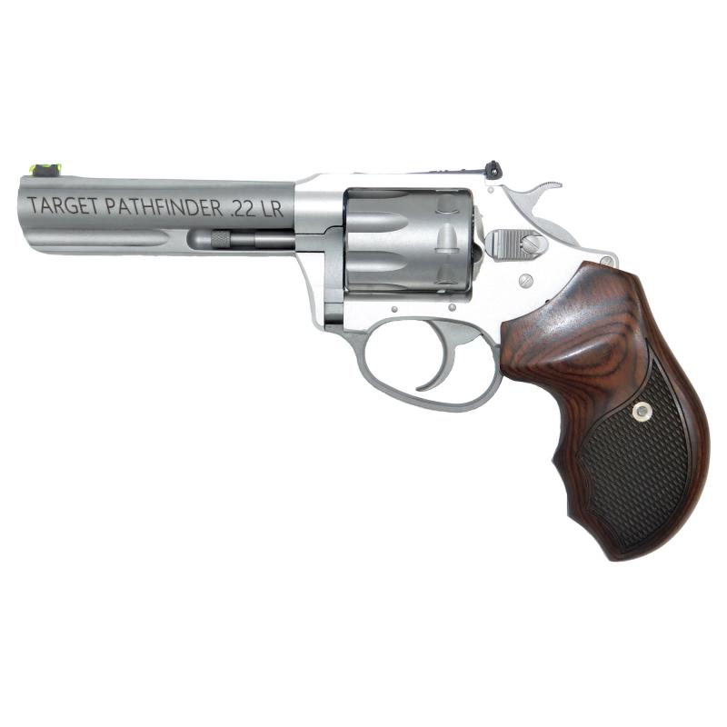 Pathfinder, Revolver, 22 LR, 4.2" Barrel, Anodized Finish, Silver, Adjustable Sights, Rosewood Grips, 8 Rounds 72243