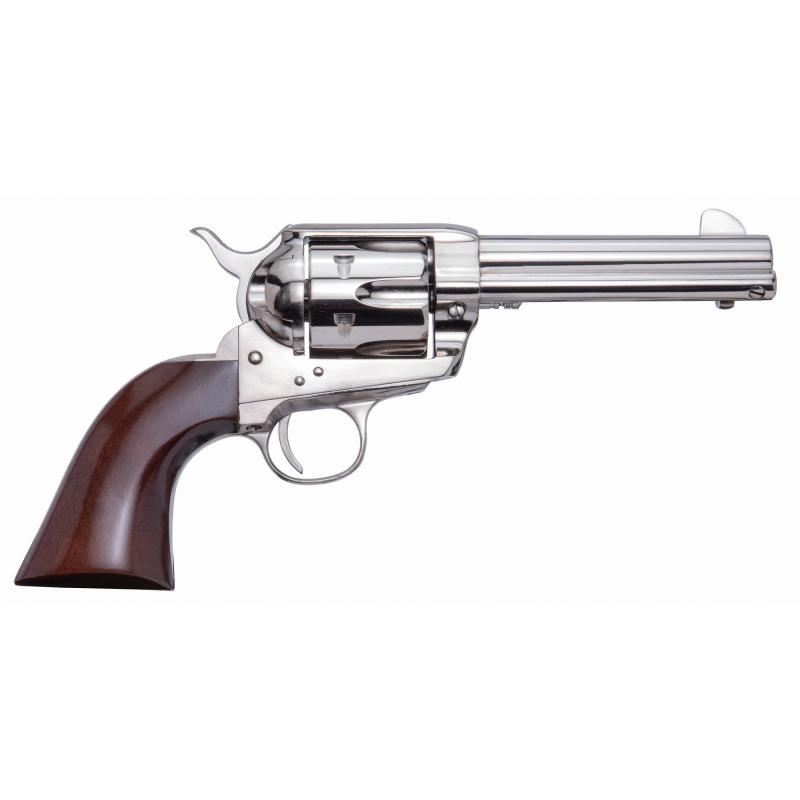 Pistolerol, Single Action, 9MM, 4.75" Barrel, Steel, Nickel Finish, Walnut Grips, Fixed Sights, 6 Rounds PPP9MMN