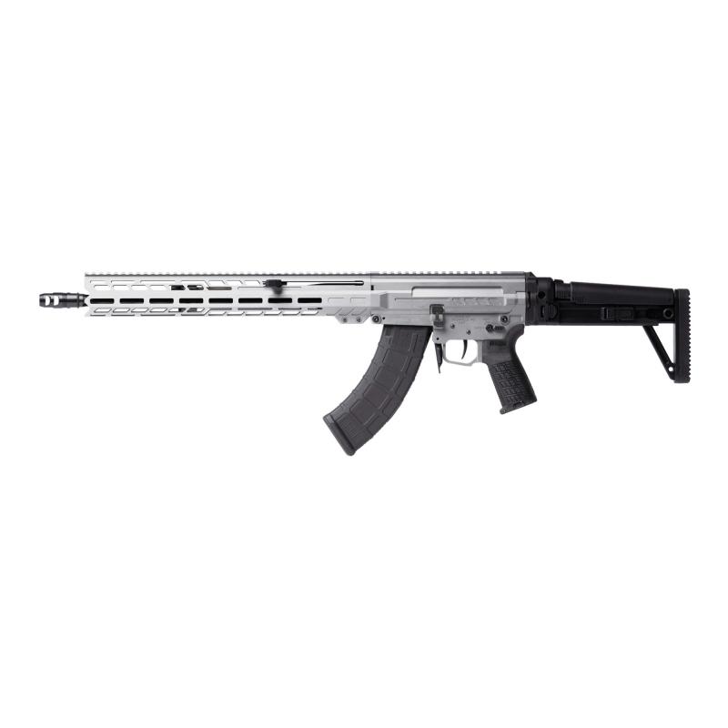 DISSENT MK47, Semi-automatic Rifle, 7.62X39mm, 16.1" Medium Taper Threaded Barrel, ZEROED 308 Muzzle Brake, Cerakote Finish, Titanium, Free Float M-LOK Handguard, DISSENT Side Folding Stock, Manual Safety, 30 Rounds, 2 Magazines 86AD60B-TI