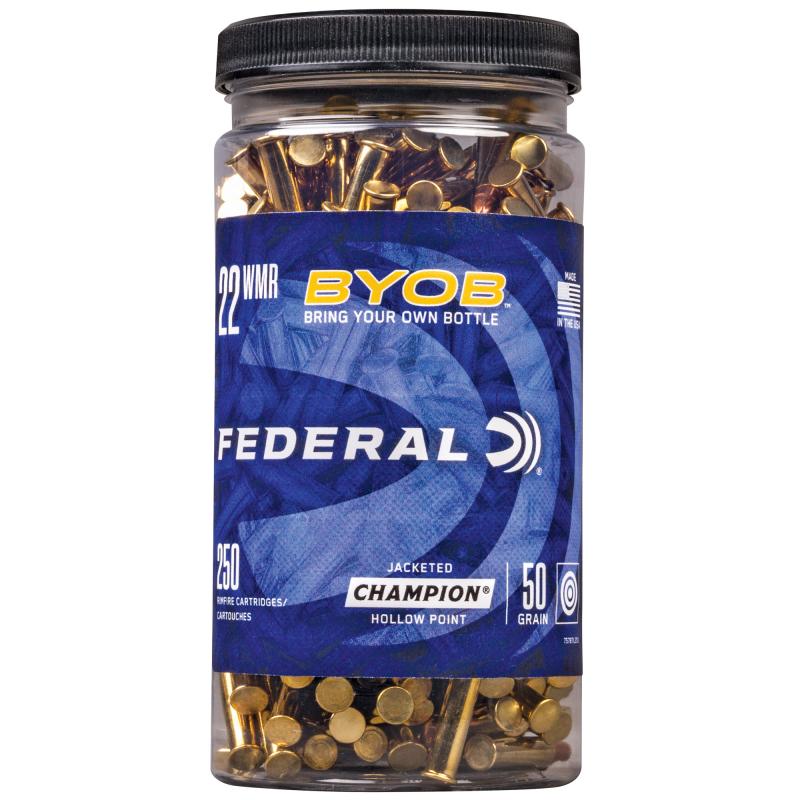 Champion BYOB (Bring Your Own Bottle), 22 WMR, 50 Grain, Jacketed Hollow Point, 250 Round Bottle 757BTL250