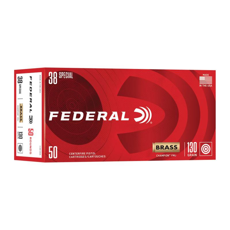 Champion, 38 Special, 130 Grain, Full Metal Jacket, 50 Round Box C38130A