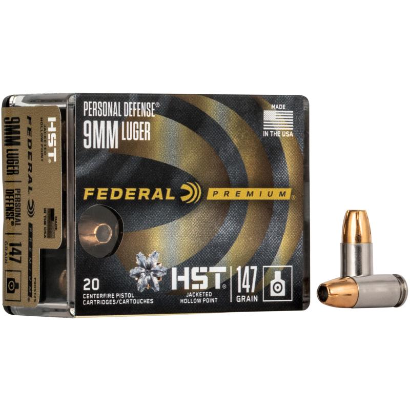 HST Personal Defense 9mm Luger 147 Grain Jacketed Hollow Point, Box of 20 Rounds