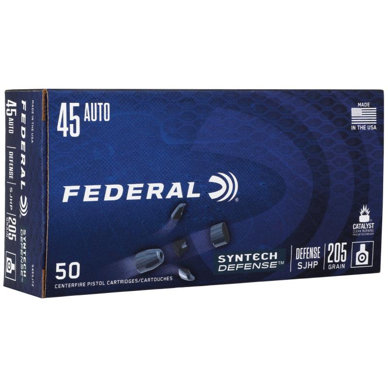 Federal Syntech Defense 45 ACP 205 gr Segmented Jacketed Hollow Point (SJHP) 50 Bx S45SJT2