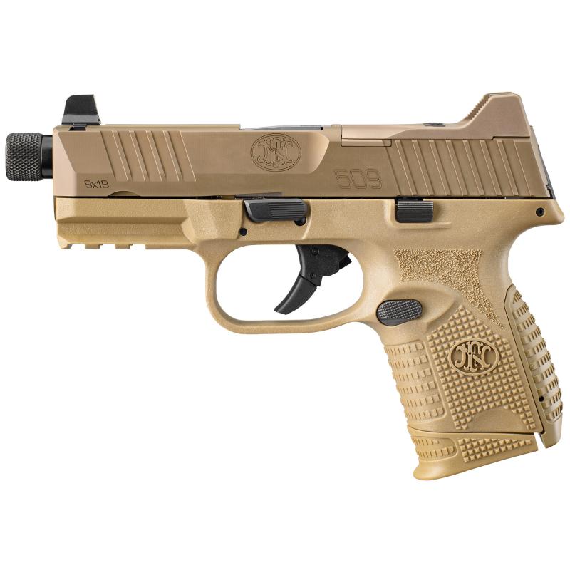 509 Compact Tactical, Semi-automatic, Striker Fired, Compact, 9MM, 4.32" Threaded Barrel, Polymer Frame, Flat Dark Earth Finish, Suppressor-Height Night Sights, Optics Ready, 2 Magazines, 1-12Rd, 1-24Rd 66-100780