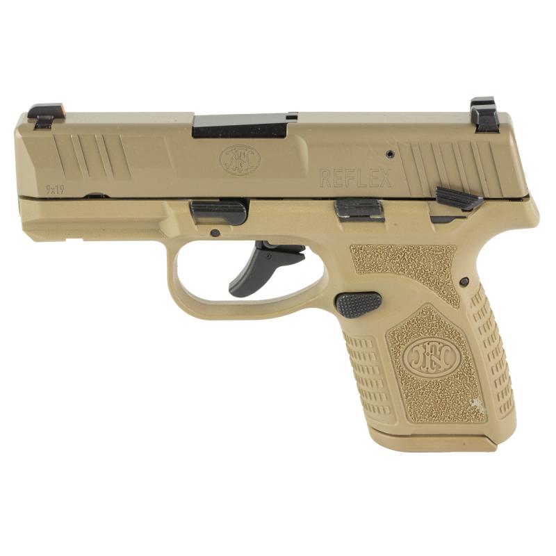 Reflex MRD, Semi-automatic Pistol, Polymer Frame, Internal Hammer Fired, Single Action Only, Micro Compact, 9MM, 3.3" Cold Hammer Forged Barrel, PVD Finish, Flat Dark Earth, Optics Ready, Manual Safety, Tritium Front Sight, 2 Dot Rear Sight, 2 Magazines,