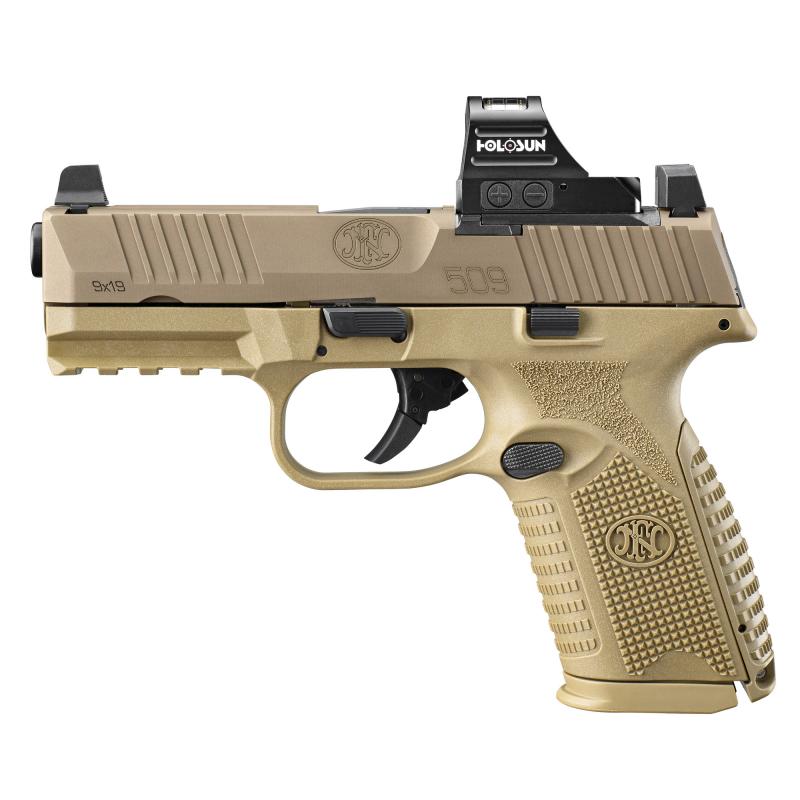 510 MRD, Striker Fired, Semi-automatic, Polymer Frame Pistol, Mid-Size, 10MM, 4.1" Barrel, Matte Finish, Flat Dark Earth, Inlcudes Holosun 407C Red Dot Sight, Non-Manual Safety, Optic Height Sights, 10 Rounds, 2 Magazines 66-101911