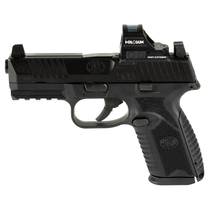 509M MRD, Striker Fired, Semi-automatic, Polymer Frame Pistol, Mid-Size, 9MM, 4" Barrel, Matte Finish, Black, Inlcudes Holosun 407C Red Dot Sight, Non-Manual Safety, Optic Height Night Sights, 10 Rounds, 2 Magazines 66-101931