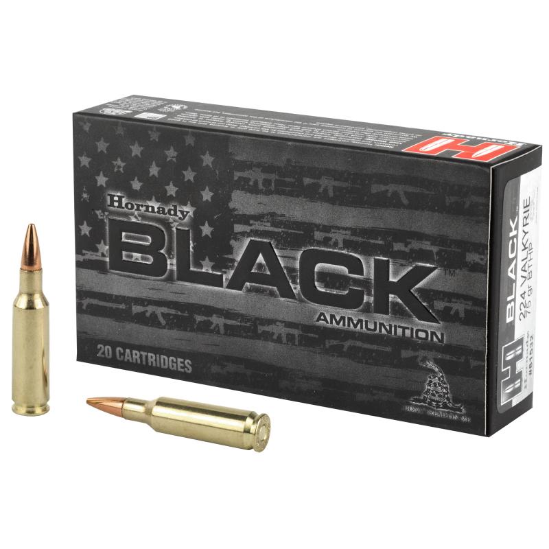 BLACK, 224 Valkyrie, 75 Grain, Boat Tail Hollow Point, 20 Round Box 81532