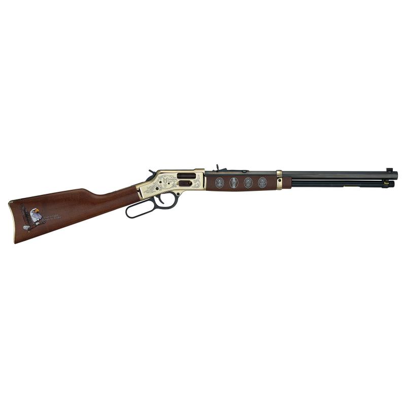Big Boy, Eagle Scout Centennial Edition, Lever Action Rifle, 44 Magnum, 20" Octagon Barrel, Brass Receiver, Engraved Receiver/Stock/Forearm, Side Load Gate, Fully Adjustable Semi Buckhorn Sights, American Walnut Stock, 10 Rounds H006GES