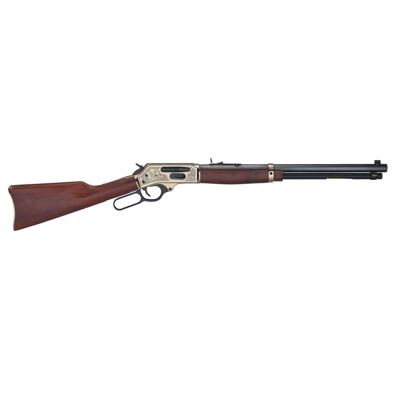 Brass, Wildlife Edition, Lever Action Rifle, 30-30 Winchester, 20" Octagon Barrel, Brass Receiver, Deer Engraving, Side Load Gate, Fully Adjustable Semi Buckhorn Sights, American Walnut Stock, 5 Rounds H009BGWL
