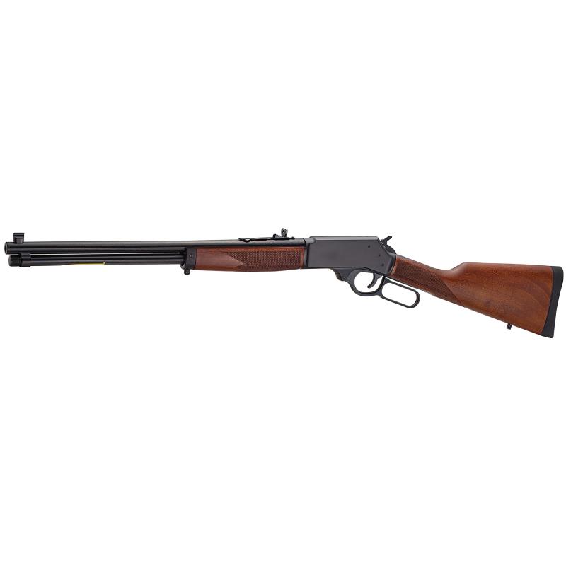 Steel, Lever Action Rifle, 360 Buckhammer, 20" Round Barrel, Blued Steel, Side Gate, Large Loop Lever, Fully Adjustable Semi Buckhorn Sights, American Walnut Stock, 5 Rounds H009G-360BH