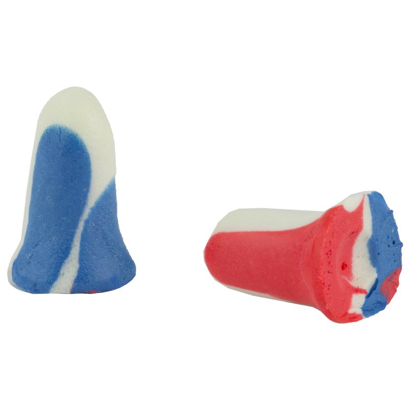 Super Leight Ear Plugs, Foam, NRR 33, Uncorded, Red/White/Blue, 10 Pair 01891