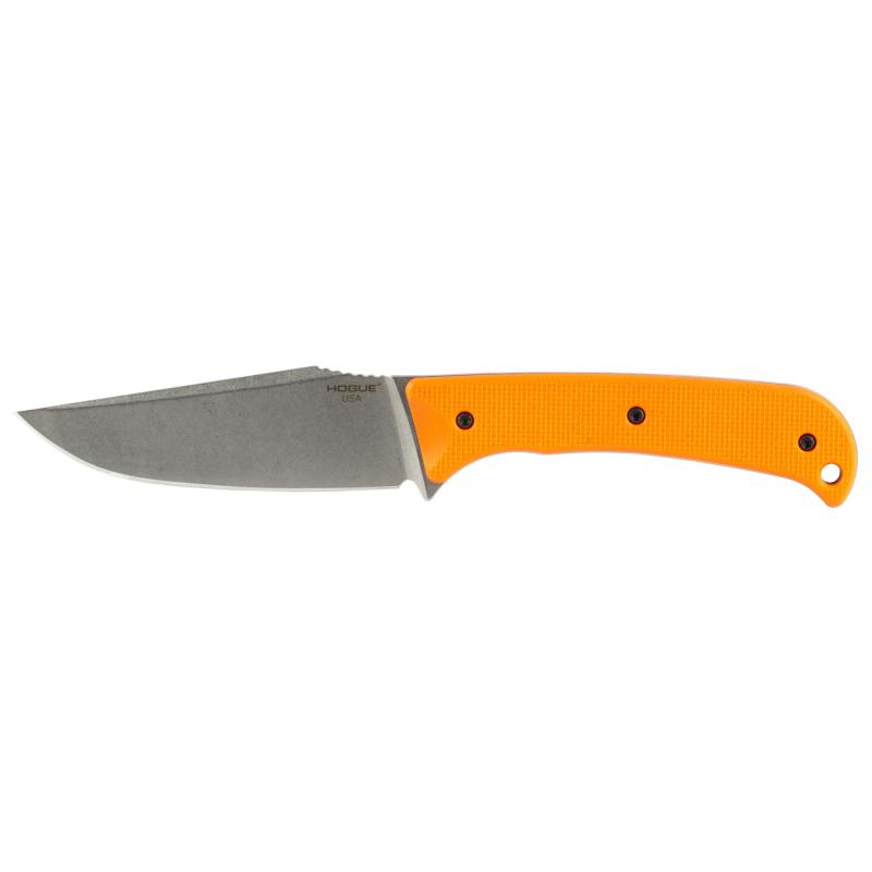Extrak XL, Fixed Blade Knife, CPM MagnaCut Steel, Plain Edge, 3.9" Clip Point Blade, Stone Tumbled Finish, Orange G-10 Handle, Silver Blade, Includes Sheath 35850