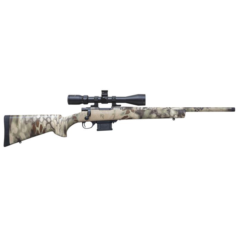 Mini Action Full Camo, Bolt Action Rifle, 223 Remington, 20" Threaded Barrel, Synthetic Stock, Right Hand, Kryptek Highlander, Includes Gamepro 4-16x44 Scope, 5Rd HMA70270KHC