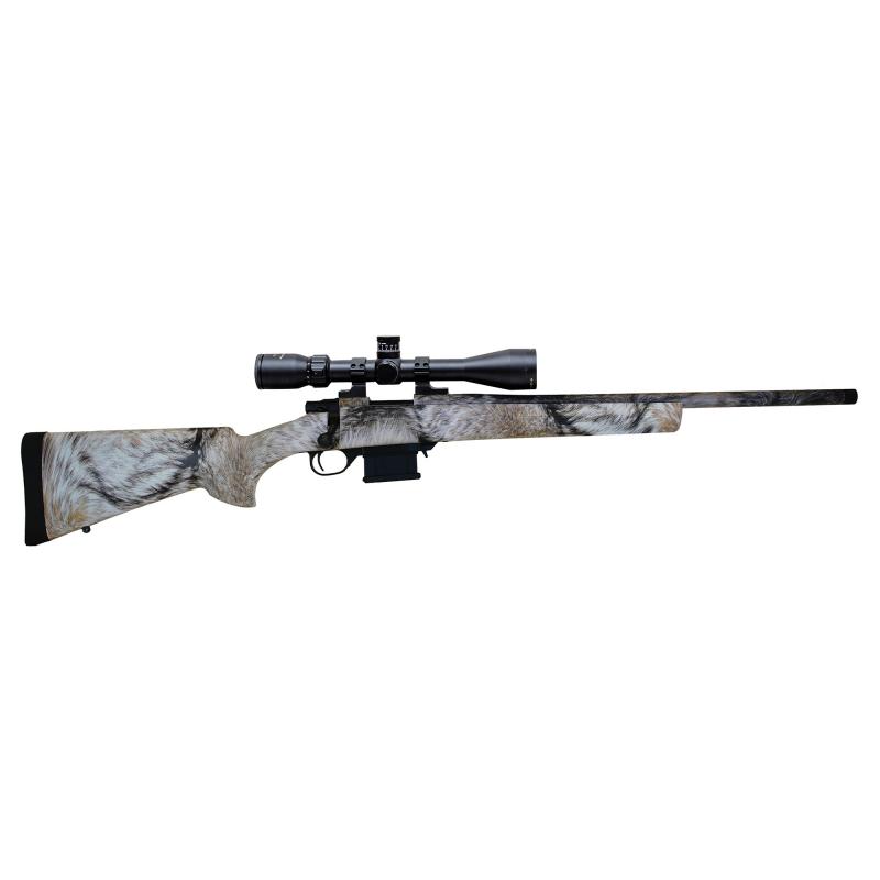 Mini Action, Yote Package, Bolt Action Rifle, 7.62X39, 20" Heavy Threaded Barrel, Tan Yote Camo Finish, Right Hand, Gamepro 4-12x40 Scope Included , 5 Round Mag HMA70722FY