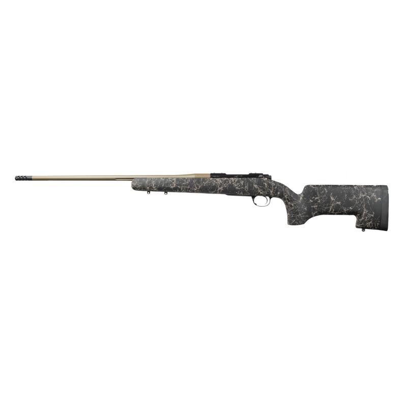 Moutain Ascent Mojave, Bolt Action Rifle, 308 Winchester, 22" Threaded Barrel, 7/16x28 Thread Pitch with 5/8x24 Adapter, Muzzle Brake, Camo H-S Precision Stock, KimPro II Finish, Black Receiver, Tan Barrel, 4 Rounds 3000916