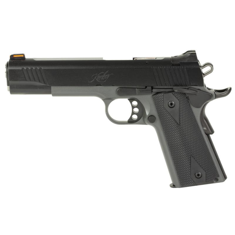 Custom LW Shadow Ghost, Semi-automatic, 1911, Full Size, 45 ACP, 5" Barrel, Rubber Grips, Matte Finish, Gray Frame and Black Slide, Fiber Optic Front Sight, 7 Rounds, 3 Magazines, Mission First Holster, Kimber Range Bag, California Compliant 3700693CAB