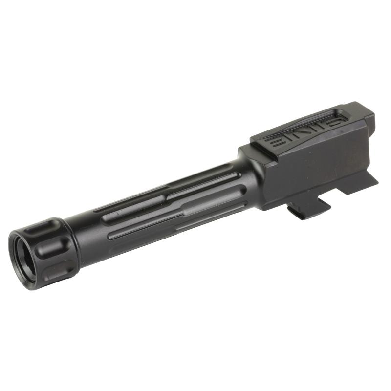9INE Barrel, Fluted, 1/2-28 Thread Pattern, Fits Glock 43/43x, DLC Finish, Black, Includes Matching Thread Protector 01-GB-G43-TH-BLK
