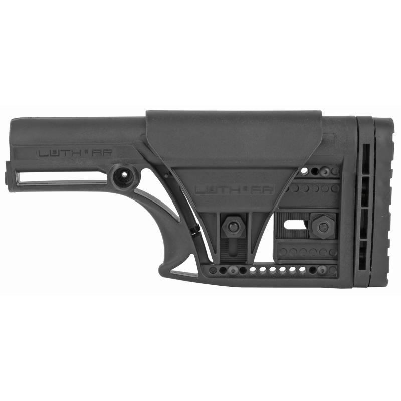 MBA-1 Stock With 3-Axis Butt Plate, Fits Standard A2 Rifle Length Buffer Tube, Black, Adjustable Length of Pull/Cheek Height/Butt Plate, AR-15/AR-10 MBA-1-3AX