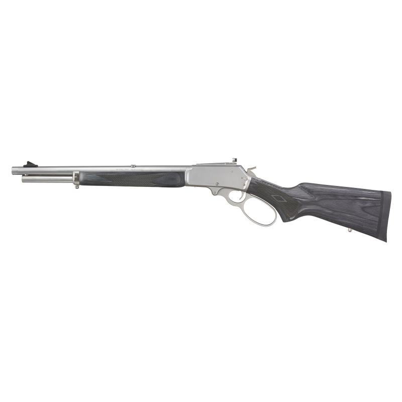 1895 Trapper, Large Loop, Lever Action Rifle, 45-70 Government, 16.5" Threaded Barrel, 11/16X24" Pattern, Satin Finish, Silver, Black Laminate Stock and Forend, Adjustable Skinner Sights, Crossbolt Safety, 5 Rounds, Right Hand 70450