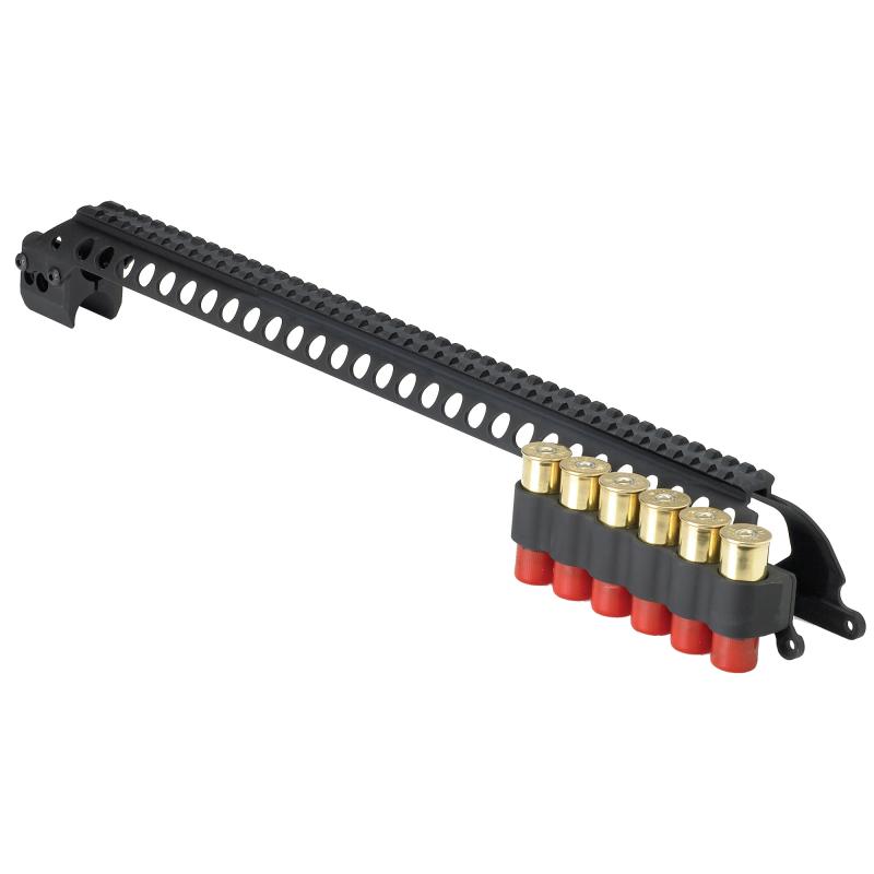 6-Shell Side Saddle, 12 Gauge, SureShell Saddle with Rail, 20", Remington 870 12 Gauge, Black 92130