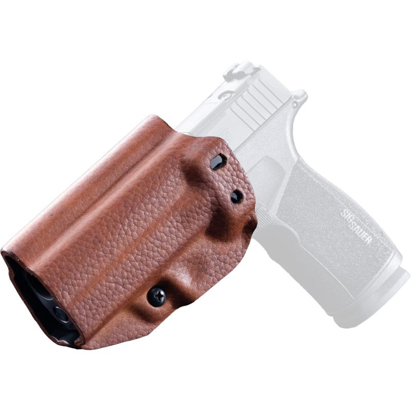 Hybrid Holster, Inside Waistband Holster, Ambidextrous, Fits Sig P365 X-Macro, Kydex with Leather Shell, Includes 1.5" Belt Attachment, Brown H3-SIG-6-BR1