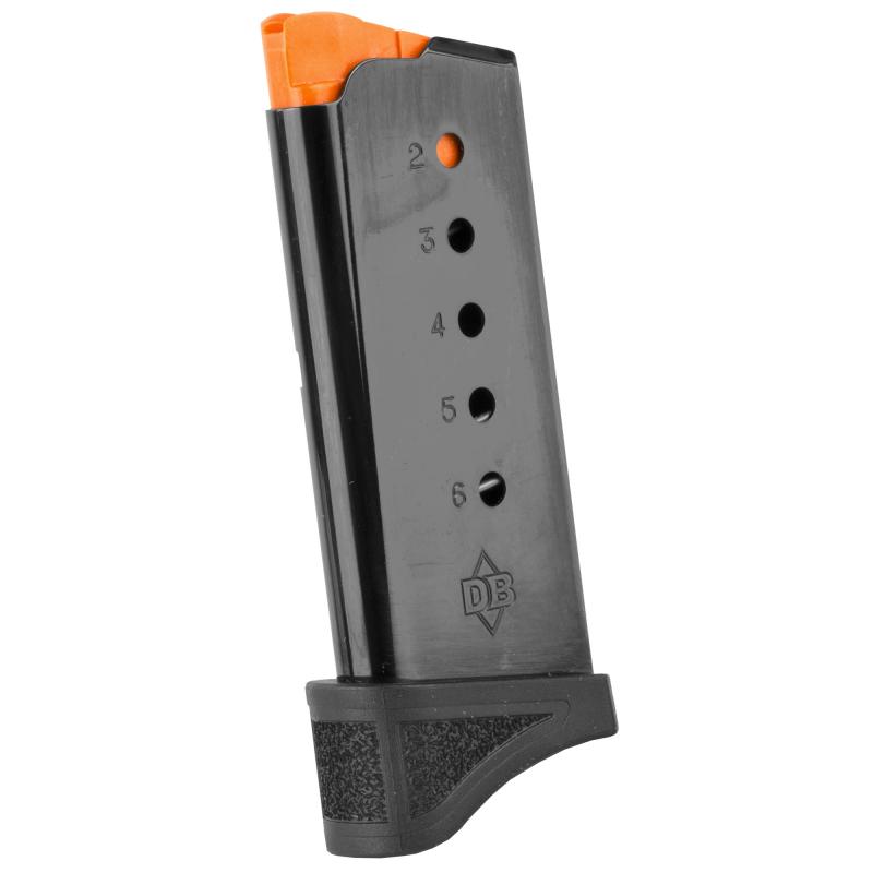 Mag, 9MM, 6Rd, Black Finish, Fits DB9 Gen 4, w/Finger Extension DB9-MAGG4E