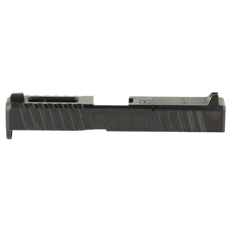 DM Slide, DLC Finish, Black, Direct Mount Optics Ready, For Glock 19 Gen 4, Includes Noveske End Plate, Cover Plate w/Rear Sight, Front Sight 03002517
