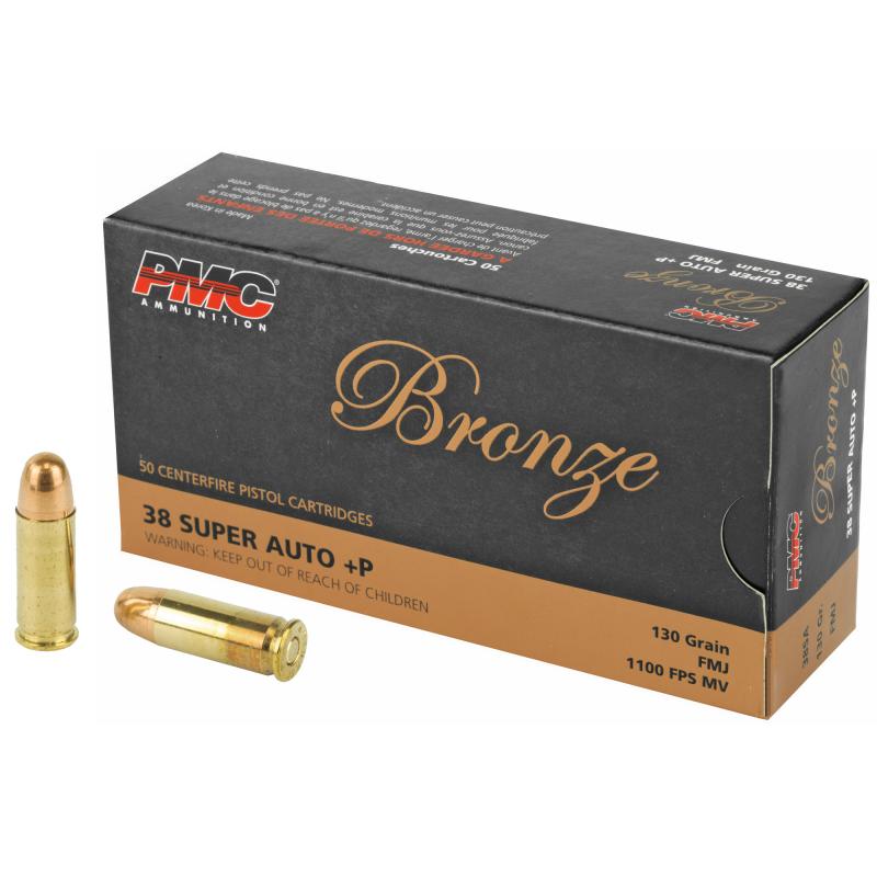 Bronze Line .38 Super Auto +P 130 Grain Full Metal Jacket Box of 50 Rounds