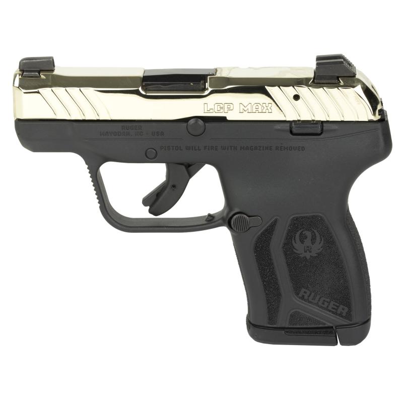 LCP MAX, Talo Edition, Double Action Only, Semi-automatic, Polymer Frame Pistol, Compact, 380ACP, 2.8" Barrel, PVD Finish, Champagne, Black Polymer Frame, Tritium Front Sight with White Outline, Drift Adjustable Rear Sight, 10 Rounds, 1 Magazine 13742