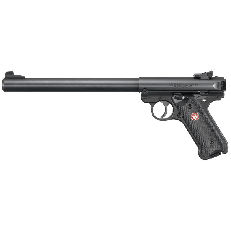 Mark IV Target, Semi-automatic, 22LR, 10" Bull Barrel, Aluminum Frame, Blued Finish, Checkered Synthetic Grips, 10Rd, Adjustable Rear Sight 40173