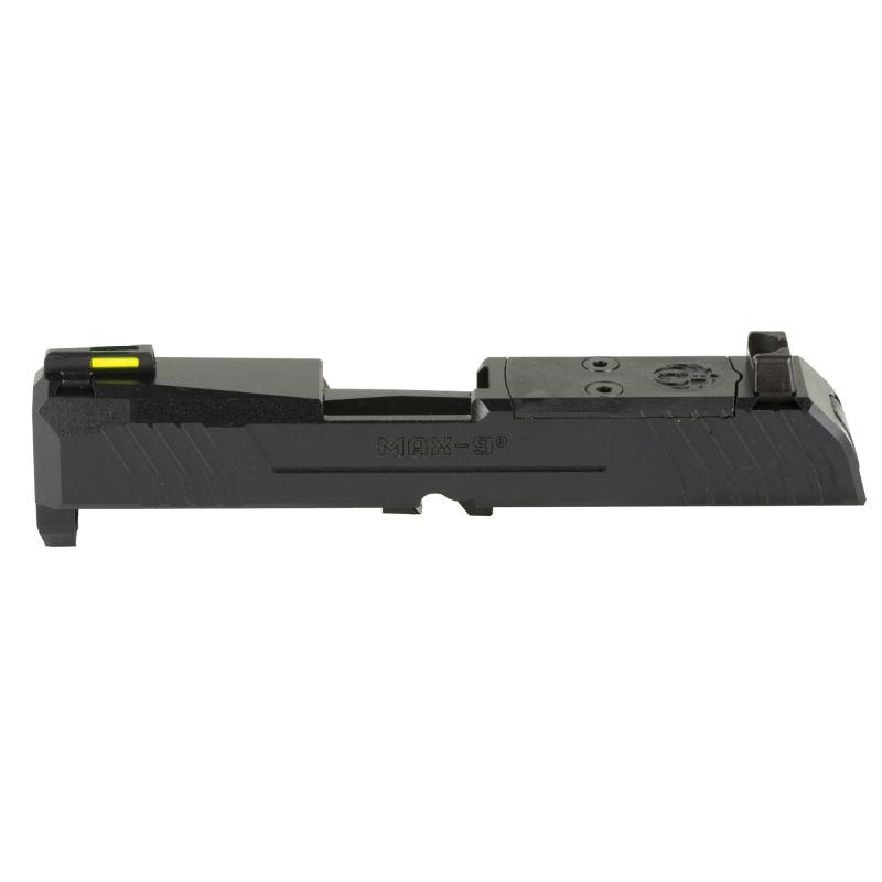 MAX-9 Slide Assembly, Complete Slide, Includes Sights, Barrel, Extractor, and Other Slide Components, Compatible with Ruger MAX-9, Optic Ready, Black Oxide Finish, Black 90744