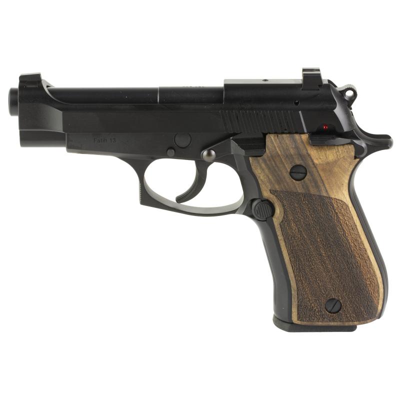 Fatih .380, Semi-automatic, Double Action/Single Action, Metal Frame Pistol, Sub-Compact, 380 ACP, 3.94" Barrel, Cerkote Finish, Black, Wood Grips, Dovetail Sight, 13 Rounds, 2 Magazines 11000103