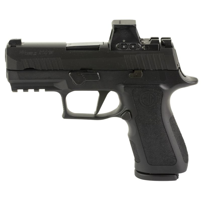 P320, X-Compact, Striker Fired, Semi-automatic, Polymer Frame Pistol, 9MM, 3.6" Barrel, Nitron Finish, Black, ROMEO-X Reflex Sight, Modular X Grip, XRAY3 Night Sights, XSeries Flat Trigger, 15 Rounds, 2 Magazines 320XC-9-BXR3-RXX