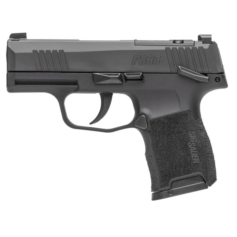 P365, Massachusetts Compliant, Striker Fired, Semi-automatic, Polymer Frame Pistol, Sub-Compact, 9MM, 3.1" Barrel, Nitron Finish, Black, XRAY3 Night Sights, Manual Thumb Safety, 10 Rounds, 2 Magazines 365-9-BXR3P-MS-MA