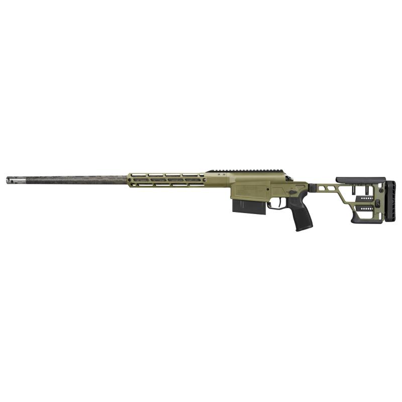 Cross-Magnum Sawtooth, Bolt Action Rifle, 300 PRC, 24" Proof Research Carbon Fiber Barrel, Threaded 5/8X24, Radial Muzzle Brake, Anodized Finish, Moss Green, ARCA M-LOK Handguard, Folding Adjustable Precision Stock, Adjustable Match Trigger, 6 Rounds, 1