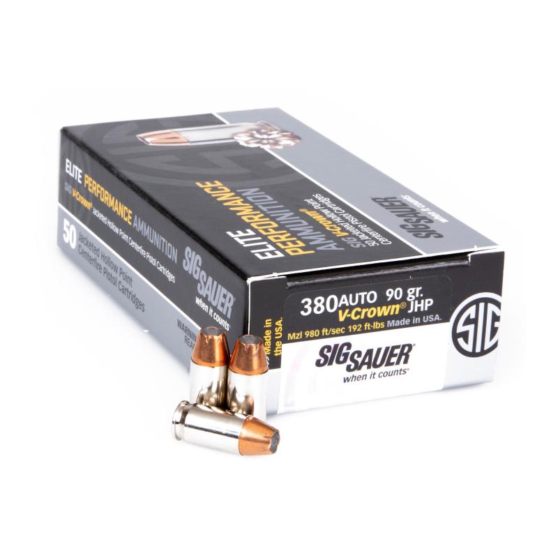 Elite Performance V-Crown .380 ACP 90 Grain Jacketed Hollow Point 980 FPS Box of 50 Rounds