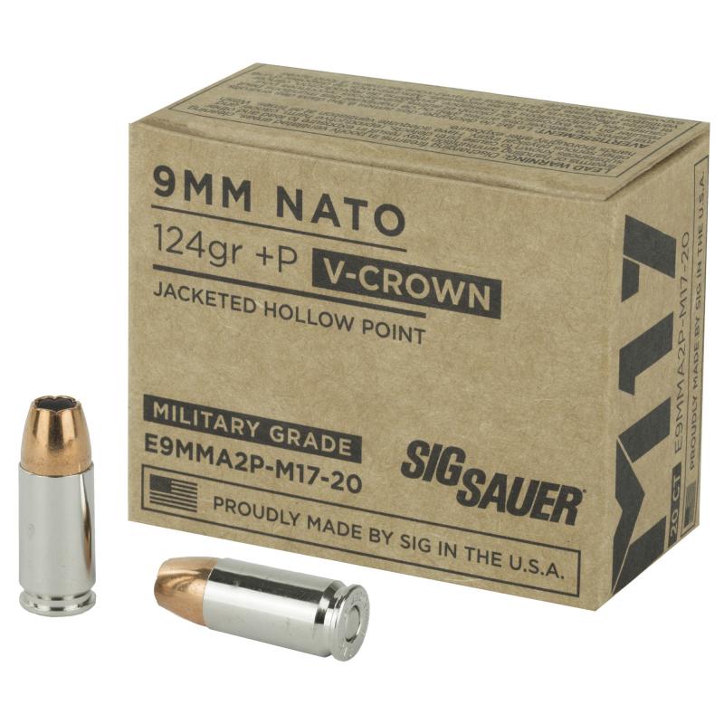 V-Crown M17 9MM +P |124 Grain, Jacketed Hollow Point, Defense, 20 Round Box E9MMA2P-M17-20