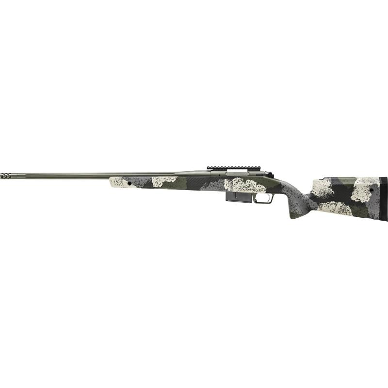 Model 2020 Waypoint, Bolt Action Rifle, 300 Winchester Magnum, 24" Fluted Steel Barrel, 1:10 Twist, SA Radial Brake, Cerakote Finish, Mil-Spec Green, Evergreen Camo Carbon Fiber Stock with M-LOK, TriggerTech Adjustable Trigger, 3 Rounds, 1 AICS Long Acti